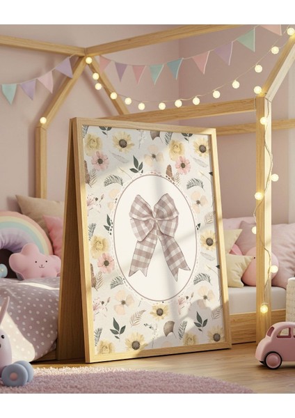 Vintage Kareli Kurdela Dijital Baskı Vintage Poster (Çerçevesiz)