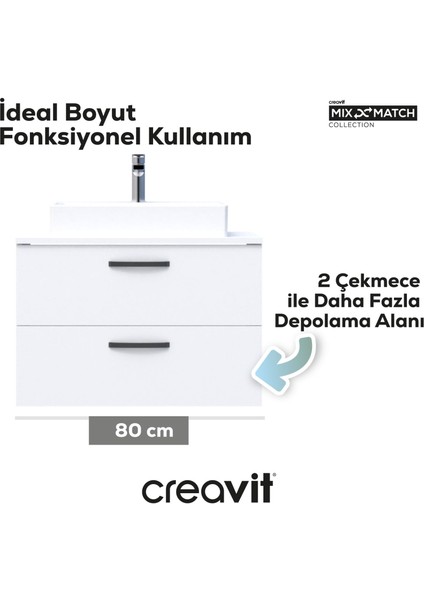 D10 Next Lavabo Dolabı Iki Çekmeceli 80 cm Beyaz fiyatları