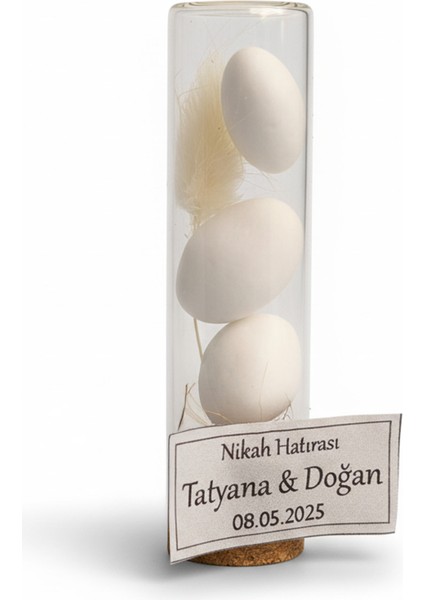 7 cm Cam Tüpte 3 Adet Badem Şekerli Pamuk Otlu Nikah Şekeri & Hediyeliği fiyatları