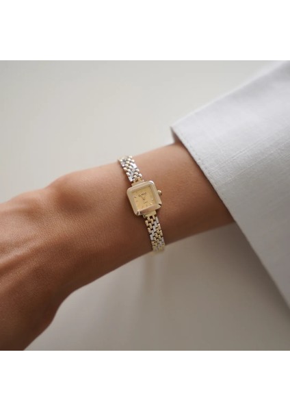 Geneve Disco Kordon Kare Kadran Altın Saat