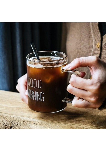 Boy Good Morning Cam Kupa Kulplu Borosilikat Dayanıklı Cam Kupa 450 ml fiyatları