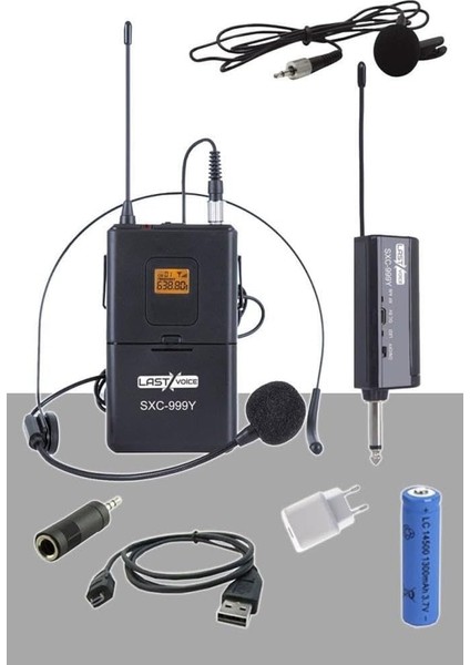 SXC-999Y Şarjlı Telsiz Kablosuz Headset Yaka Mikrofonu (Uhf Sabit Kanal)