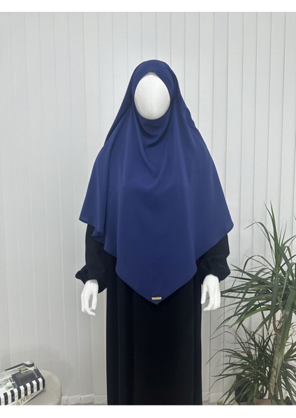 Iki Katlı Hazır Sufle Esarp Medine Ipegi Hac ve Umre Için Uygundur Indigo