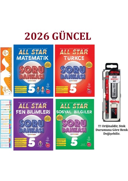 5. Sınıf All Star Tüm Dersler Soru Bankası Seti 4 Kitap+Tikky 0.7 Uçlu Kalem Seti+Sezgistore Ayraç