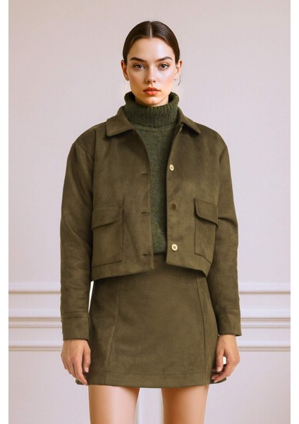 Gömlek Yaka Düğmeli Süet Ceket