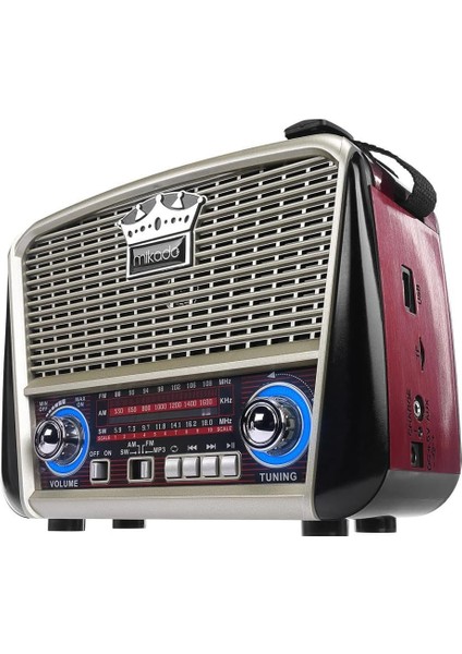 Mdr-8bt Plus Siyah/altın Klasik Radyo Solar Panelli Usb-Tf Destekli Bluetooth