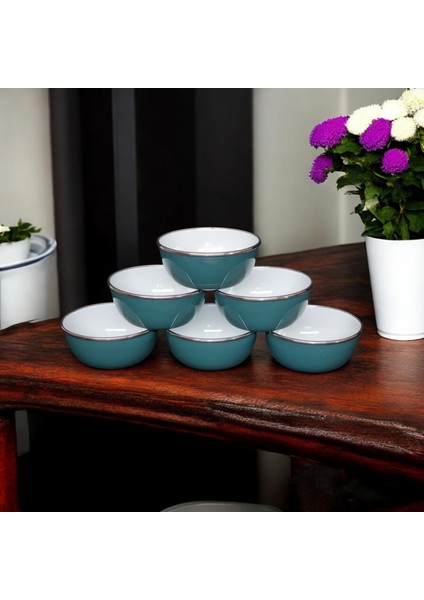 Emaye Çorba Kase Kahvaltılık Hoşaflık Çerezlik Kase Saklama 14 cm 6 Adet