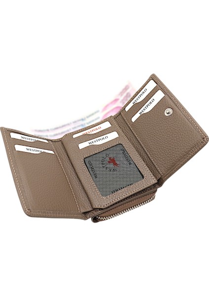 Saxa Kağıt Para ve Bol Kart Bölmeli Hakiki Deri Kadın Kartlık Cüzdan - Kum modelleri