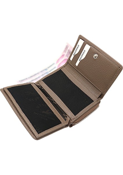Saxa Kağıt Para ve Bol Kart Bölmeli Hakiki Deri Kadın Kartlık Cüzdan - Kum fırsatları