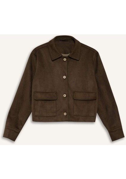 Gömlek Yaka Düğmeli Süet Ceket