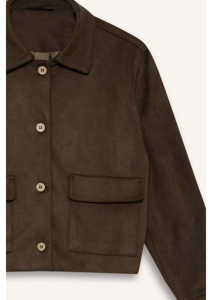 Gömlek Yaka Düğmeli Süet Ceket