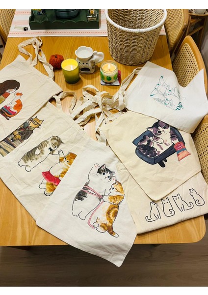 Renkli Desenli Baskılı Ham Bez Çanta 1 Adet Seç Beğen fiyatları