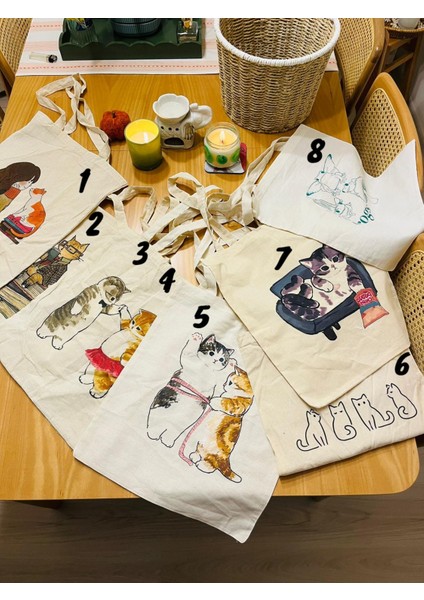 Renkli Desenli Baskılı Ham Bez Çanta 1 Adet Seç Beğen modelleri