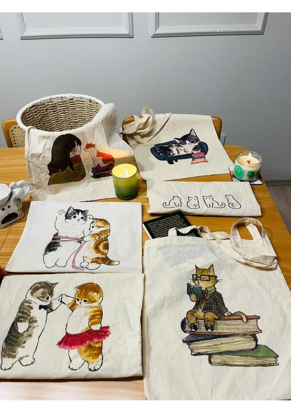 Renkli Desenli Baskılı Ham Bez Çanta 1 Adet Seç Beğen indirimleri