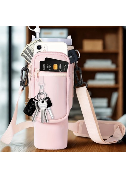 Stanley Quencher Pipetli 1.18 Lt Termos Kılıfı Omuz Askılı Termos Çanta Fermuarlı Cepli Kılıf Çanta