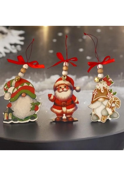 Boncuklu 3 Lü Yılbaşı Süsü Noel Babalar