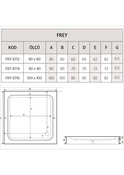 Frey Kare Slimblok Duş Teknesi, Monoblok modelleri