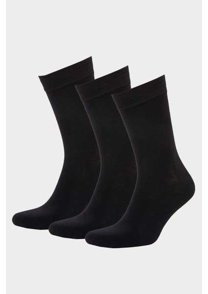 Erkek Dikişsiz 3'lü Bambu Uzun Çorap F5298AXNS