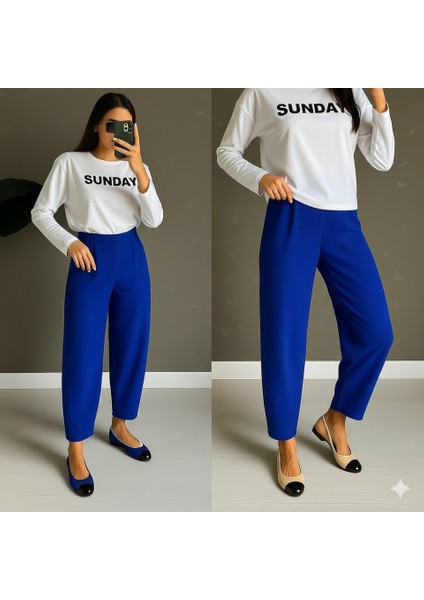 Kadın Yüksek Bel Krep Pantolon indirimleri