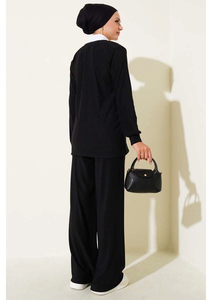 Gömlek Yaka Fitilli Salaş Ikili Takım Siyah fırsatları