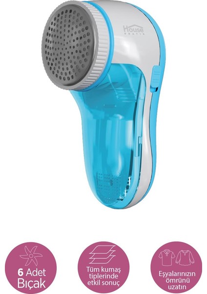 House Pratik HP47 Şarjlı 6 Bıçaklı Tiftik ve Tüy Temizleme Cihazı Mavi fırsatları