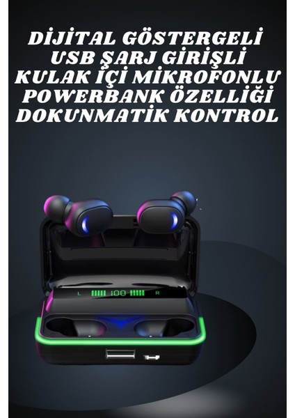 Ikili Bluetooth Kulaklık Dijital Göstergeli Uzun Pil Ömrü Yüksek Ses Kaliteli - MCT3519-7895 modelleri