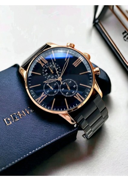 Çelik Kordon Premium Seri Siyah Erkek Kol Saati Özel Kutusunda fırsatları