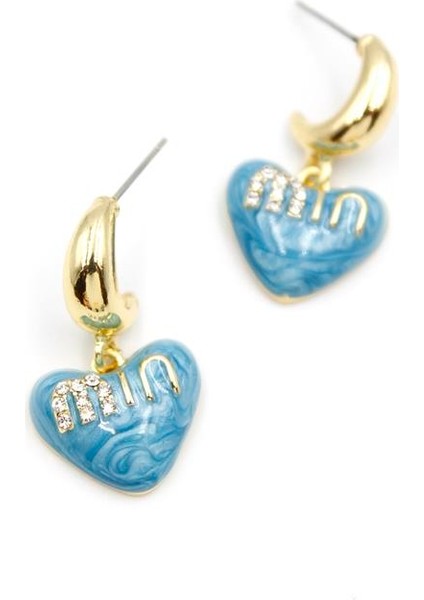 Mineli Kalp Küpe - Mavi fiyatları