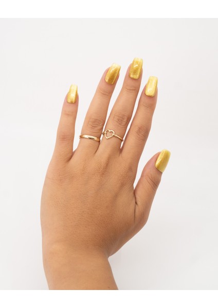 15'li Kısa Kare Sarı TT1310 Tekrar Kullanılabilir El Yapımı Protez Takma Tırnak - Ten Rengi-Sarı-XS modelleri