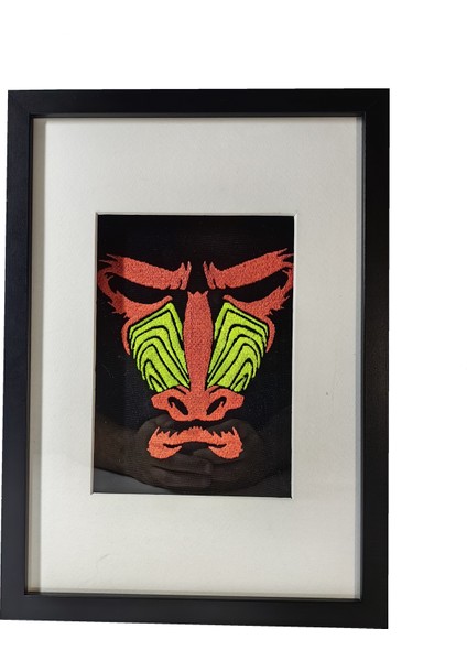 Mandril Maymunu - Uv LED Li Neon Nakış Işlemeli 21X30 cm