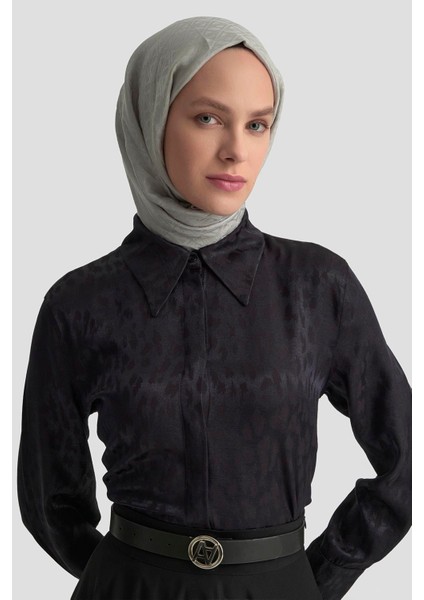 Leopar Desenli Gömlek 25KM1021 Siyah