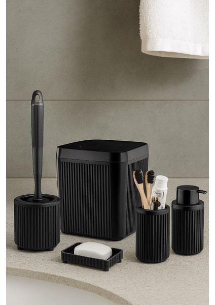 5 Parça Siyah Click Kapaklı Silikon Fırçalı Taşıma Kulplu Banyo Seti – 5 Litre fiyatları