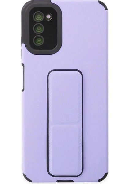 Samsung Galaxy A03S Kılıf Mega Standlı Silikon - Lila (K95)