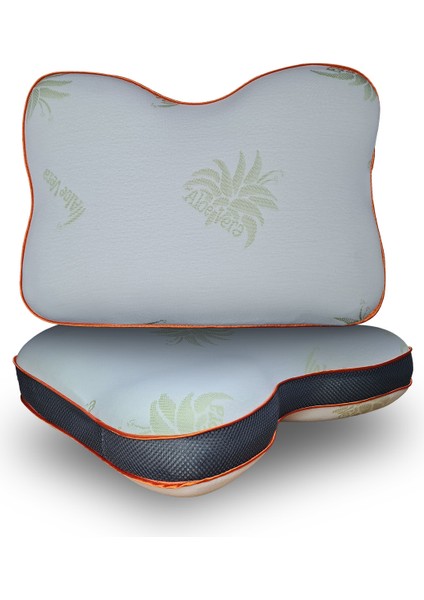 2 Adet Aloe Vera Kumaşlı Horlama Azaltıcı-Önleyici Yastık,ortopedik Cilt Dostu Visco Parçacıklı Yastık