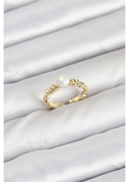 Pirinç Gold Renk Göbek Inci Model Kadın Yüzük - TJ-BYK3886