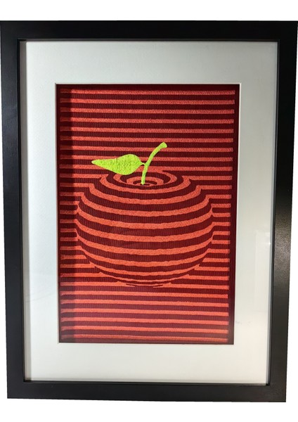 Elma (Apple) Tablo Uv LED Li Neon Nakış Işlemeli 30X40CM