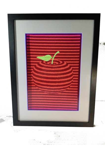 Elma (Apple) Tablo Uv LED Li Neon Nakış Işlemeli 30X40CM modelleri