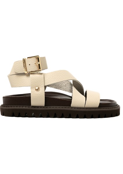 Kadın Terlik Zaha Embossed G106323 Genuins Leather Chalk