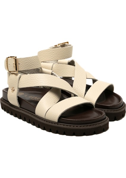 Kadın Terlik Zaha Embossed G106323 Genuins Leather Chalk modelleri