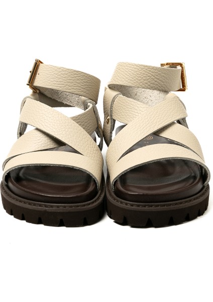 Kadın Terlik Zaha Embossed G106323 Genuins Leather Chalk fırsatları