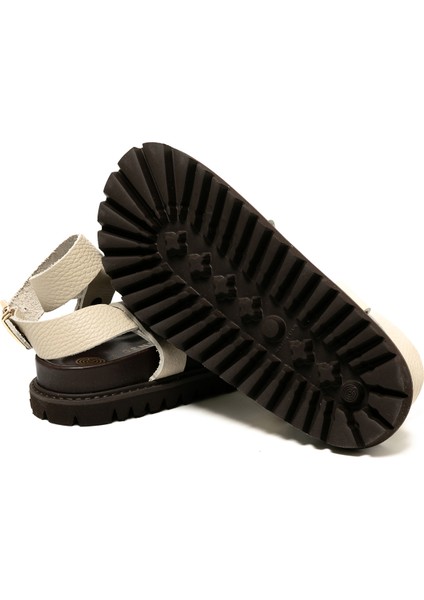 Kadın Terlik Zaha Embossed G106323 Genuins Leather Chalk