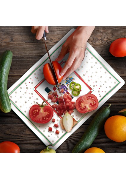 Cam Kesme Tahtası ve Sunumluk Yılbaşı Fındıkkıran Desenli 20X30 cm fırsatları