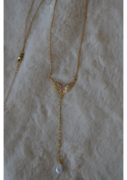 Kanat Detaylı Gold Çelik Y Kolye indirimleri