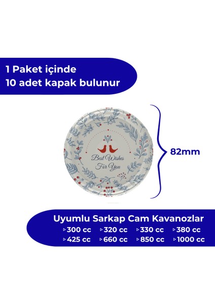 Hijyenik Paketli 10 Adet Kavanoz Kapağı – Yılbaşı Seri – Best Wishes 82 mm fiyatları