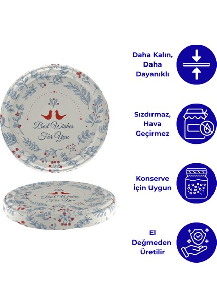 Hijyenik Paketli 10 Adet Kavanoz Kapağı – Yılbaşı Seri – Best Wishes 82 mm modelleri
