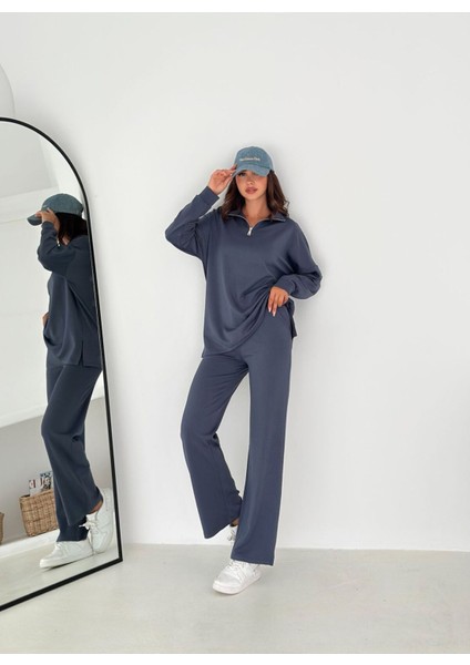 Kadın Fermuarlı Rahat Kesim 2'li Eşofman Takımı - Günlük ve Şık Kombin fiyatları