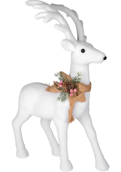 Yılbaşı Süsü, Geyik, Beyaz - 43X61 cm
