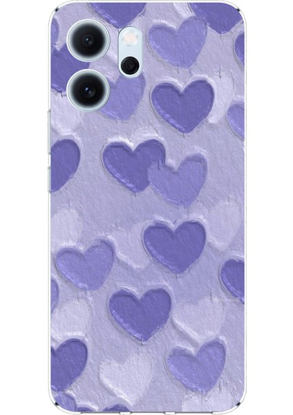 Oppo Reno 14F Uyumlu Mor Kalpler Tasarımlı Baskılı Silikon Kılıf