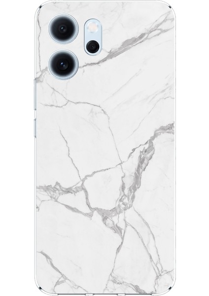 Oppo Reno 14F Uyumlu Gri Mermer Baskılı Silikon Kılıf