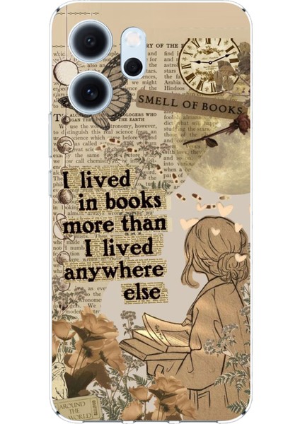 Oppo Reno 14F Uyumlu Kitap Okuyan Kadın Retro Baskılı Silikon Kılıf